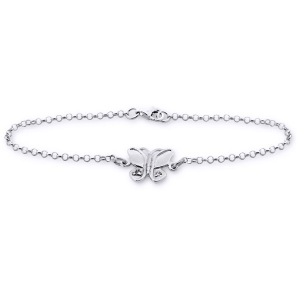 Bratara argint 925 rodiat cu fluturas si pietre albe - Be Nature [1]